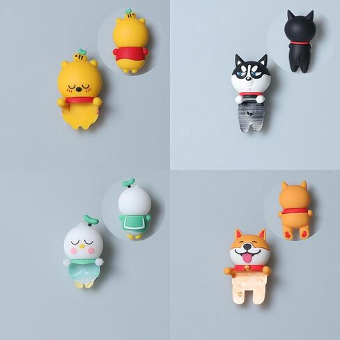 6 قطع إبداعية ثلاثية الأبعاد لحيوانات لطيفة لتزيين شاشة الكمبيوتر، شاشة التحكم المركزية للسيارة والتلفزيون وديكور إطار الصورة، تماثيل حيوانات لطيفة من الراتنج لتزيين المكاتب والمنازل in Kuwait