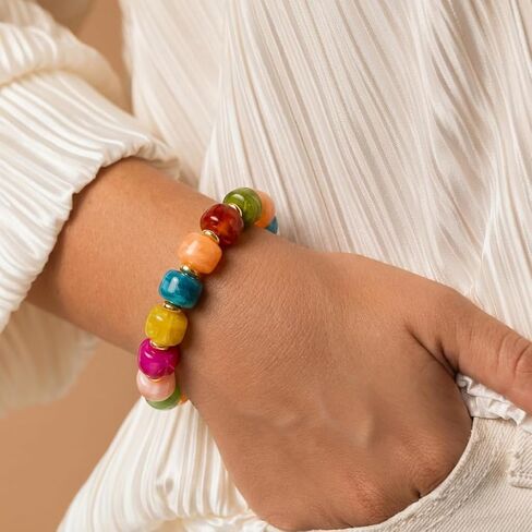 Colorful Beaded Bracelets for Women - Trendy Summer Beach Resin Beads Bracelets, Chunky Statement Jewelry Gifts for Vacation Holiday in Saudi Arabia