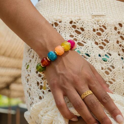 Colorful Beaded Bracelets for Women - Trendy Summer Beach Resin Beads Bracelets, Chunky Statement Jewelry Gifts for Vacation Holiday in Saudi Arabia