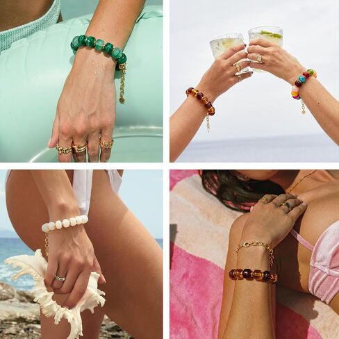 Colorful Beaded Bracelets for Women - Trendy Summer Beach Resin Beads Bracelets, Chunky Statement Jewelry Gifts for Vacation Holiday in Saudi Arabia