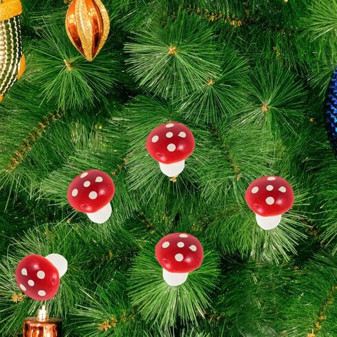 PRETYZOOM 12pcs Mini Red Mushroom Picks Mushroom Cake Decorations Cupcake Toppers Christmas Fairy Garden Micro Landscape Decorations in Kuwait