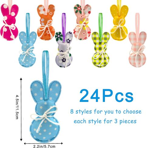 24 قطعة من زينة أرنب عيد الفصح المعلقة، زينة أرنب الربيع وعيد الفصح المعلقة، زخارف أرنب قطنية مصنوعة يدويًا لعيد الفصح وحفلات الزفاف المنزلية in Kuwait