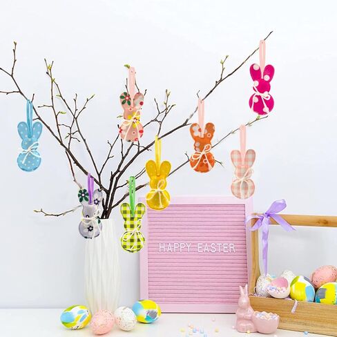 24 قطعة من زينة أرنب عيد الفصح المعلقة، زينة أرنب الربيع وعيد الفصح المعلقة، زخارف أرنب قطنية مصنوعة يدويًا لعيد الفصح وحفلات الزفاف المنزلية in Kuwait