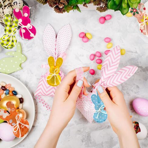 24 قطعة من زينة أرنب عيد الفصح المعلقة، زينة أرنب الربيع وعيد الفصح المعلقة، زخارف أرنب قطنية مصنوعة يدويًا لعيد الفصح وحفلات الزفاف المنزلية in Kuwait