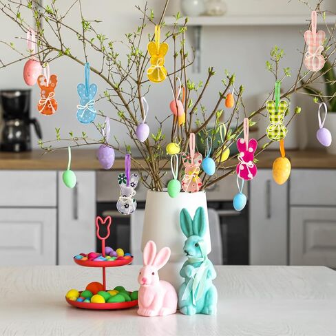 24 قطعة من زينة أرنب عيد الفصح المعلقة، زينة أرنب الربيع وعيد الفصح المعلقة، زخارف أرنب قطنية مصنوعة يدويًا لعيد الفصح وحفلات الزفاف المنزلية in Kuwait