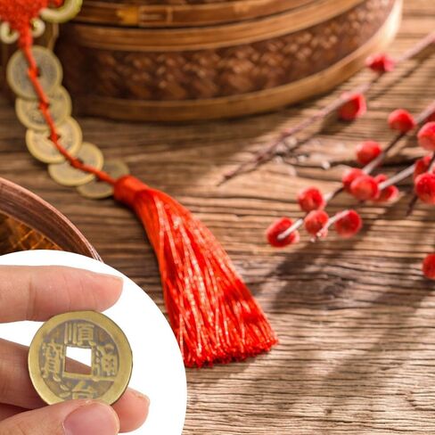 20 قطعة من العملات النحاسية العتيقة لتزيين فنغ شوي الصيني - حلي معلقة فريدة من نوعها مع عملات نحاسية أصلية in Saudi Arabia