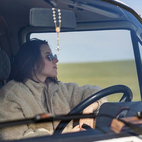 3 Pieces Car Rosary for Rearview Mirror Charm Steering Wheel Rosary Accessory Cross Pendant Car Decor Auto Interior Hanging Accessories in Kuwait