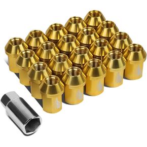 J2 Engineering 20 Pcs 7075 Aluminum Closed End M12 x 1.5 Lug Nuts Set w/Socket Adapter, Golden, Fit Conical Seat, LN-T7-006-15-GD in Saudi Arabia