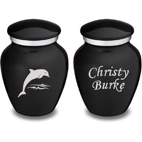 Geturns Embrace Keepsake Personalized Dolphin Cremation Urns for Human Ashes I Pearl Cobalt Blue Funeral Urn for Women and Men with Double Side Engraving I 3.5 lbs in Kuwait