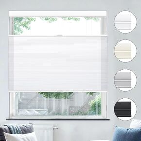 UrMoon Top Down Bottom Up Cellular Shade Cordless Color-Matched Honeycomb Shade for Windows Shades Cellular Blinds for Indoor Room(Light Filtering - White, Custom Size) in Kuwait