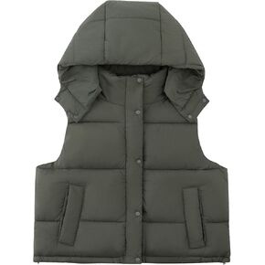 Women's Removable Hooded Puffer Vest Lightweight Quilted Stand Collar Sleeveless Jackets Warm Winter Outerwear Coat in Saudi Arabia