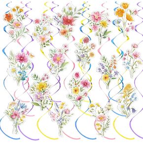 36 Pcs Wildflower Hanging Swirl Decorations Flower Birthday Decorations Floral Hanging Swirls Wildflower Decor for Women Garden Themed Party Wedding Supplies in Kuwait