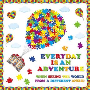 162 Pcs Autism Bulletin Board Puzzle Pieces Classroom Decor Everyday is an Adventure Hot Air Balloons Cutouts for Autism Awareness Window Wall Door Blackboard Party Supplies in Kuwait