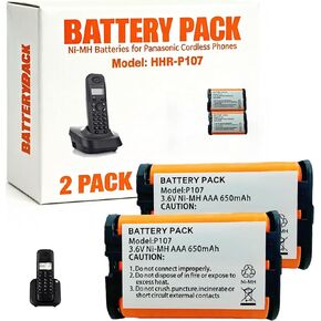 HHR-P107 NI-MH Rechargeable Battery 3.6V 650mah 2Pack NiMH Cordless Telephone Batteries for Panasonic Cordless Phones in Kuwait