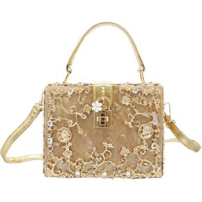 Women's Evening Clutch, Acrylic Square Box with Rhinestones, Shoulder Crossbody Handbag in Kuwait