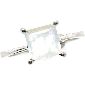 Genuine Rainbow Moonstone 925 Solid Sterling Silver Engagement Ring Size 6, 7, 8, 9, 10 in Kuwait