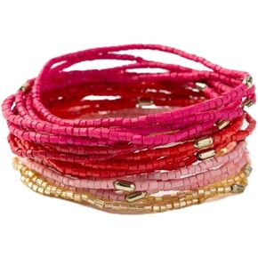 INK + ALLOY Chelsea 18 Strand Luxe Beaded Bracelet Set Pink in Kuwait
