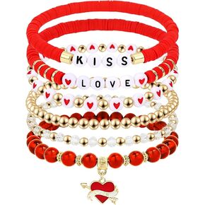 YARIEW أساور عيد الحب للنساء الحب القلب الأحمر مطرز أساور للنساء سوار سحر مرن لهدايا عيد الحب ديكورات المجوهرات in Kuwait