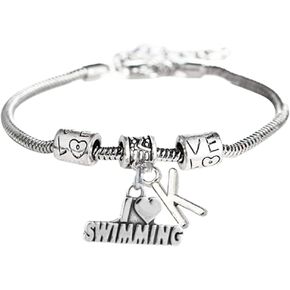 Personalized Swim Bracelet, I love Swimming Jewelry - Gift Swimmers and Swim Teams in Kuwait
