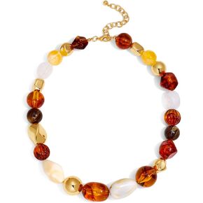 Boho Brown Beads Choker Necklace for Women Trendy Irregular Resin Necklaces Rainbow Bead Choker Neckalce Jewelry in Kuwait