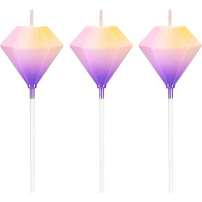 Birthday Candles, Gradient Purple Birthday Candles for Cake, 3PCS Diamond Shaped Candles for Birthday Cake, 4.1" Long Candles for Sweet Birthday Party Decoration in Kuwait