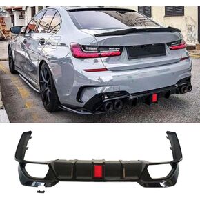 Rear Diffuser Lip Compatibility with 2019-2022 3 Series G20 330i M340i Sport Rear Bumper Diffuser Lip Spoiler with LED Light Gloss Black in Kuwait