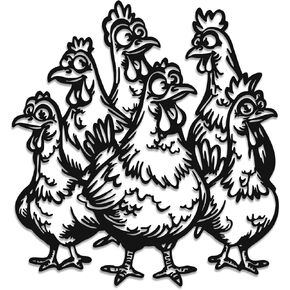 Chicken Decor for Kitchen- Metal Rooster Chicken Coop Decor- Weatherproof Metal Rooster Art - Christmas, or Thanksgiving Gift (12x11 Inch) in Kuwait