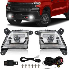 مجموعة مصابيح الضباب LED متوافقة مع 2019 2020 2021 2022 Chevy Silverado 1500 2500HD 3500HD، مصابيح الضباب الجانبية للسائق والراكب مع حزام الأسلاك والعدسة، تحل محل 84125494,84962680 in Kuwait