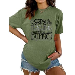 Funny Teacher Shirts Women Sorry is My Teaching Interrupting Your Talking Tshirt Summer Short Sleeve Teach Life Tees in Kuwait