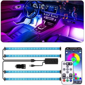 شريط إضاءة LED داخلي للسيارة من Dreamcolor أكريليك مع جهاز تحكم عن بعد APP، RGB 8 في 1 مع 235 بوصة 800 LED أضواء شريط ألياف بصرية للسيارة، مزامنة موسيقى المطاردة الديناميكية مجموعات الإضاءة المحيطة بالسيارة النيون in Kuwait