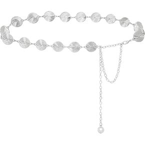 سلسلة خصر معدنية للسيدات أحزمة مكتنزة باللون الذهبي والفضي للفساتين in Kuwait