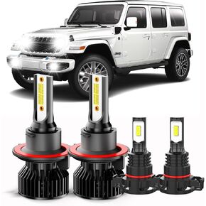 لمجموعة مصابيح LED لسيارة جيب رانجلر 2010-2024، 4 قطع بيضاء ساطعة للغاية وشعاع منخفض للغاية وحزمة مصابيح الضباب LED in Kuwait