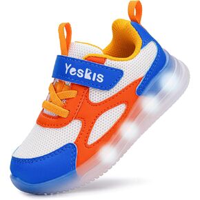 YESKIS Toddler Boys Girls Light Up Shoes Tennis Running Sneakers Fashion LED Flashing Lightweight Breathable Mesh Flexible for Toddler and Little Kid in Kuwait