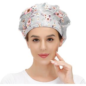Working Cap with Button and Sweatband Adjustable Tie Back Bouffant Hats Printed Multi Color for Woman Man. in Saudi Arabia