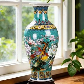 14" Jingdezhen Large Fishtail Ceramic Vase Golden Handmade Home Decorative Vase, Modern Luxury Accent for Living Room, Wedding, or Gift. Elegant Floral Arrangement Centerpiece. (G) in Saudi Arabia