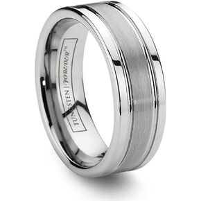 Titan Grooved Brushed Center Tungsten Wedding Band 8mm in Kuwait