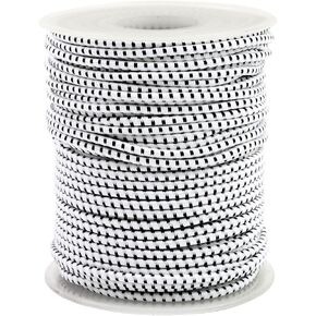 لفة حبل بنجي 3/32 بوصة × 100 قدم، أبيض أسود شديد التحمل سلك مطاطي للصدمات نايلون قابل للتمدد حبل بنجي كاياك للأمتعة، التخييم، قوارب الكاياك، عمود الخيمة، ربط لأسفل (3/32 بوصة × 100 قدم) in Kuwait