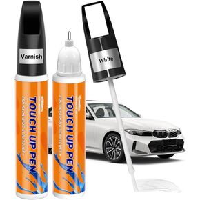Touch Up Paint for Cars, Car Scratch Repair, White Car Paint Touch Up, Color Accurate Car Scratch Remover for Deep Scratches 2PCS(Pure White+Varnish) in Kuwait