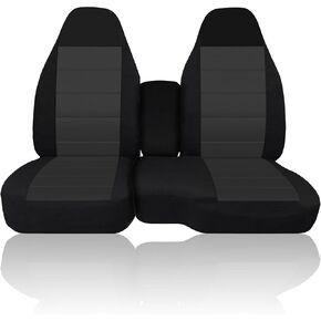 Front 60/40 Split Bench Seat Covers for Chevy Colorado GMC Canyon 2004 2005 2006 2007 2008 2009 2010 2011 2012 with Console Armrest Seat Cover - Black in Kuwait