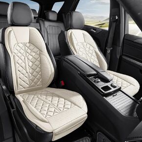 Car Seat Covers, Premium Perforated Napa Leather, Semi Universal Fit, Front Seat with Storage Bag, Full Set for SUV Truck Sedan (Light Beige, Front Row Single seat) in Kuwait