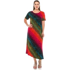 Jostar Print Long Dress Short Sleeve -7002BN-SRP1 in Saudi Arabia