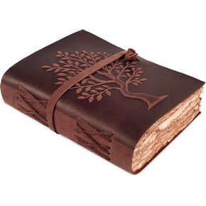LEATHER VILLAGE Tree of Life Handmade Leather Bound Vintage Journal for Men & Women - 200 Pages Antique Deckle Edge Handmade Paper- Book of Shadow - Distressed Brown - 6X4 Inches in Kuwait