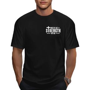 Christian Shirts for Men Not by My Strength but His Tshirt Religious Cross Faith Tee Jesus Gift Tops in Kuwait