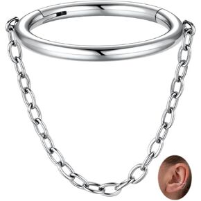 PEAKLINK 16G Dangle Nose Ring Chain Nose Hoop Conch Earring 16G Septum Jewelry 316L Surgical Steel Cartilage Helix Daith Piercing Rook Tragus Lobe Jewelry in Kuwait