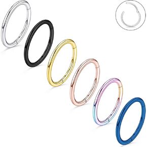 20/18/16/14G Hinged Clicker Septum Nose Rings Hoop Tragus Helix Cartilage Hoop Earrings for Women Men in Kuwait