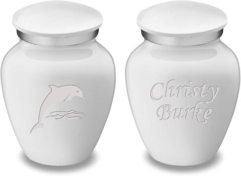 Geturns Embrace Keepsake Personalized Dolphin Cremation Urns for Human Ashes I Pearl Cobalt Blue Funeral Urn for Women and Men with Double Side Engraving I 3.5 lbs in Saudi Arabia