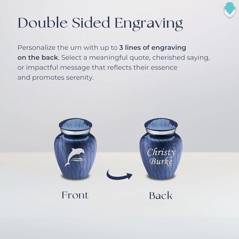 Geturns Embrace Keepsake Personalized Dolphin Cremation Urns for Human Ashes I Pearl Cobalt Blue Funeral Urn for Women and Men with Double Side Engraving I 3.5 lbs in Saudi Arabia