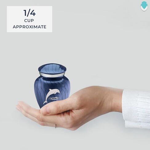 Geturns Embrace Keepsake Personalized Dolphin Cremation Urns for Human Ashes I Pearl Cobalt Blue Funeral Urn for Women and Men with Double Side Engraving I 3.5 lbs in Saudi Arabia