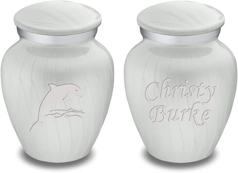 Geturns Embrace Keepsake Personalized Dolphin Cremation Urns for Human Ashes I Pearl Cobalt Blue Funeral Urn for Women and Men with Double Side Engraving I 3.5 lbs in Saudi Arabia