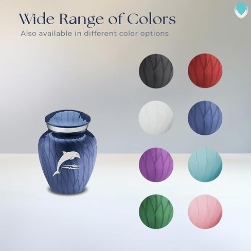 Geturns Embrace Keepsake Personalized Dolphin Cremation Urns for Human Ashes I Pearl Cobalt Blue Funeral Urn for Women and Men with Double Side Engraving I 3.5 lbs in Saudi Arabia